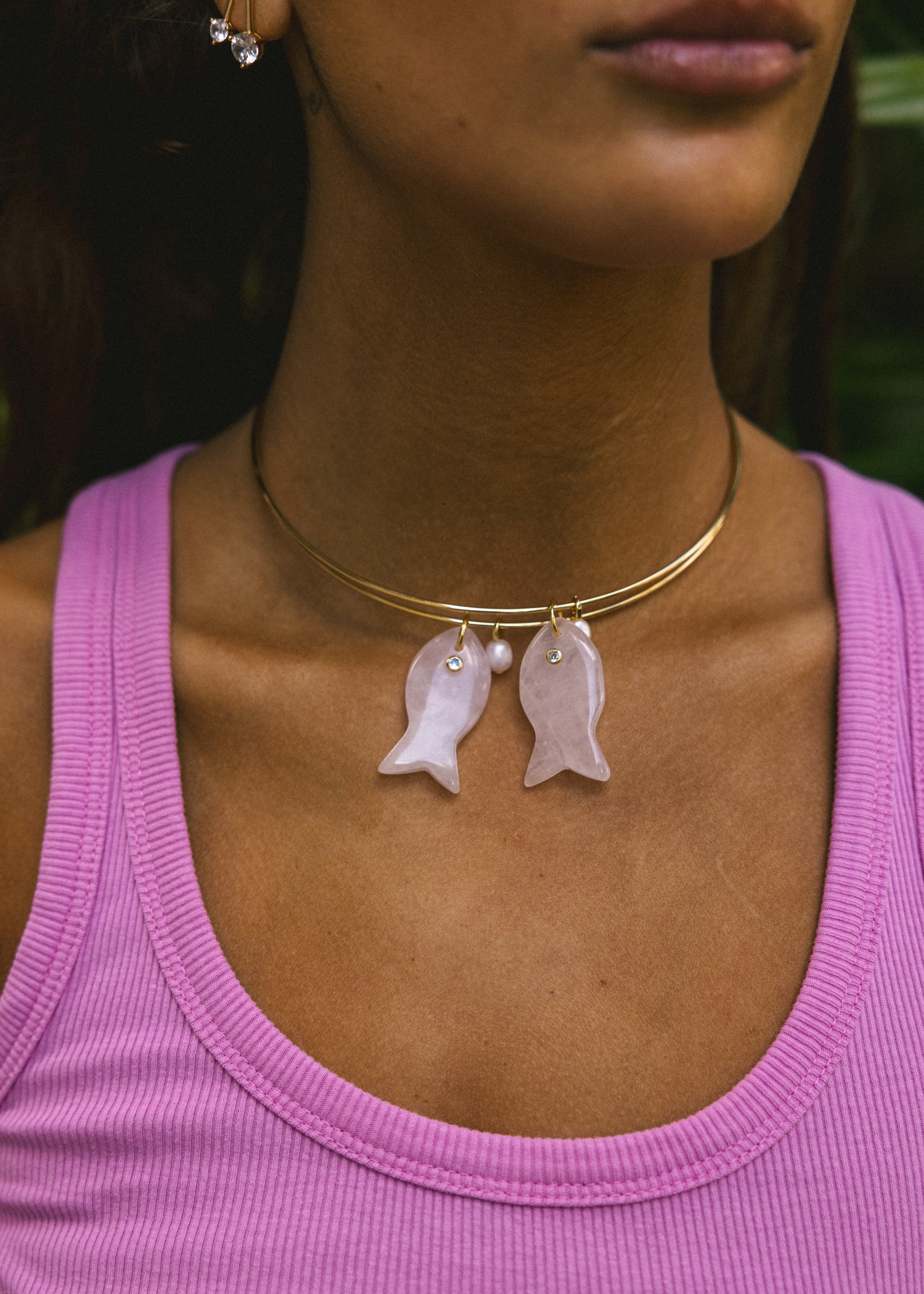 Light Pink Gemstone Fish Collar