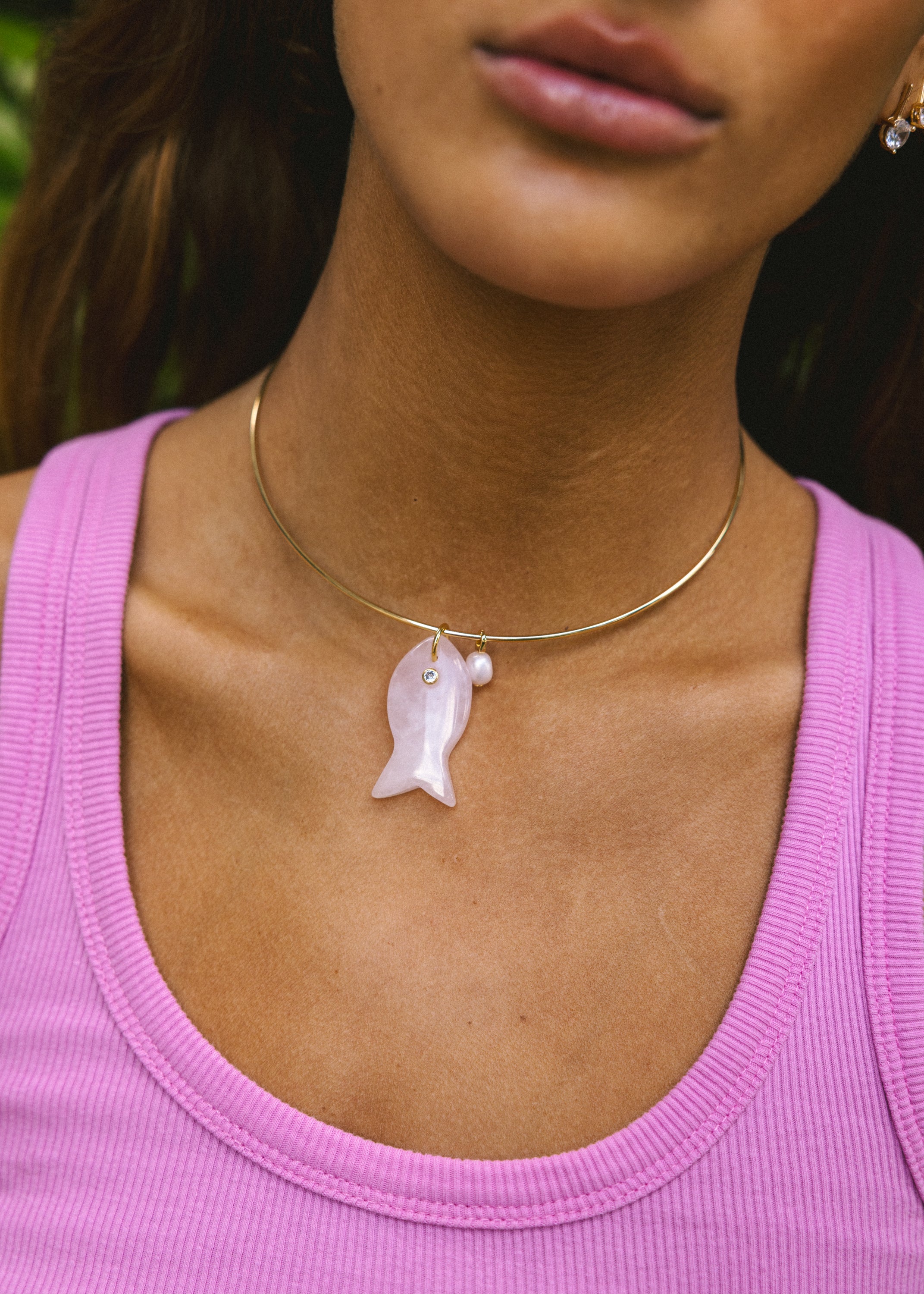Light Pink Gemstone Fish Collar