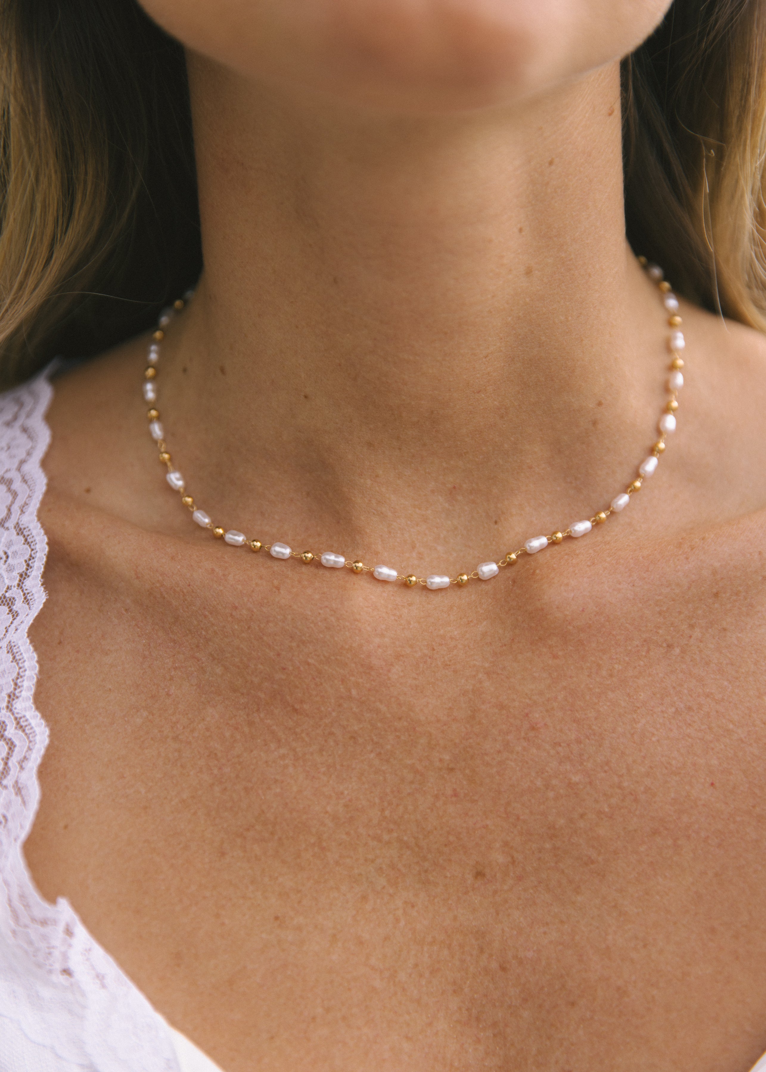 Dainty Pearl Chain Necklace