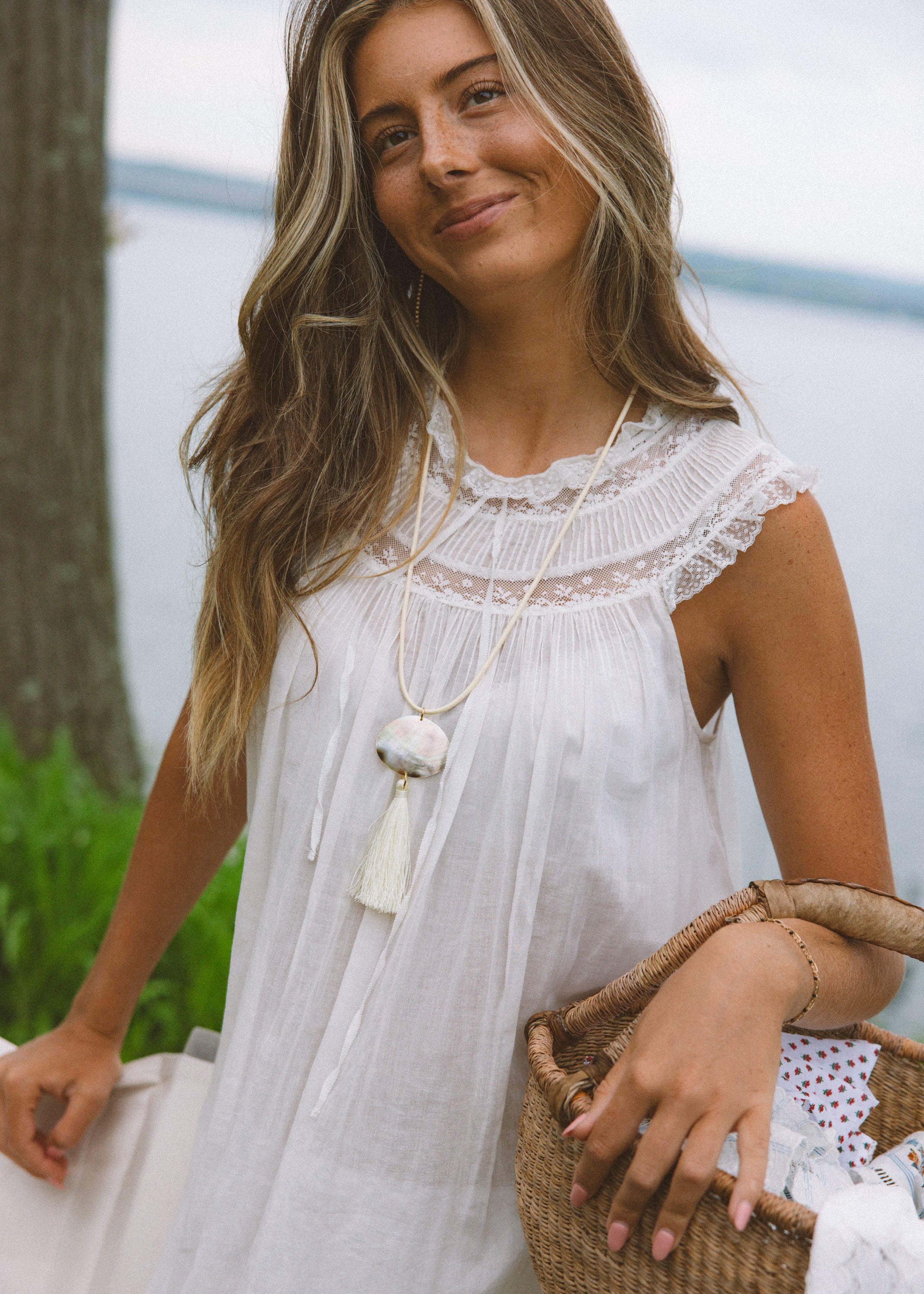 Iridescent Shell Tassel Necklace