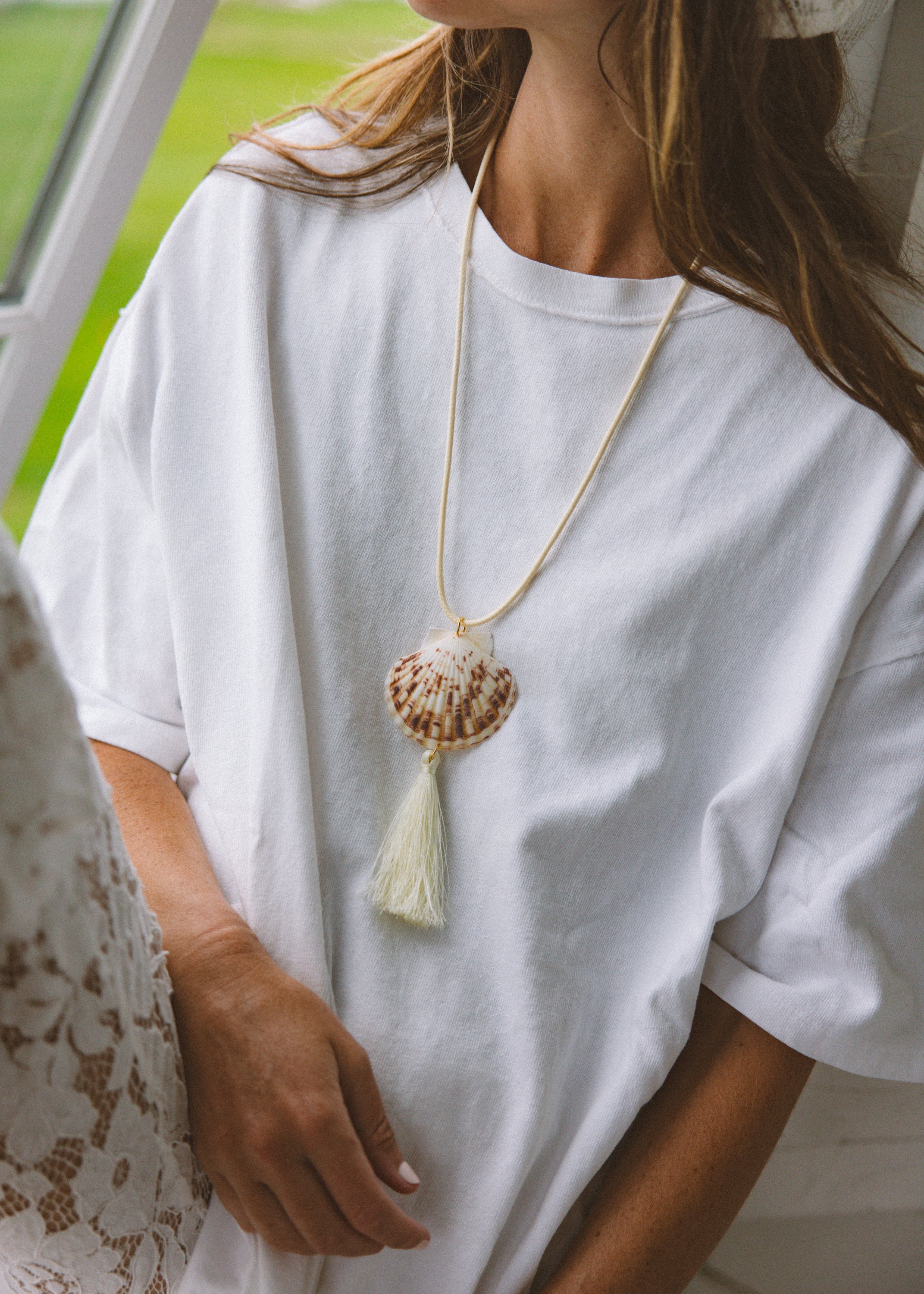 Scallop Shell Tassel Necklace