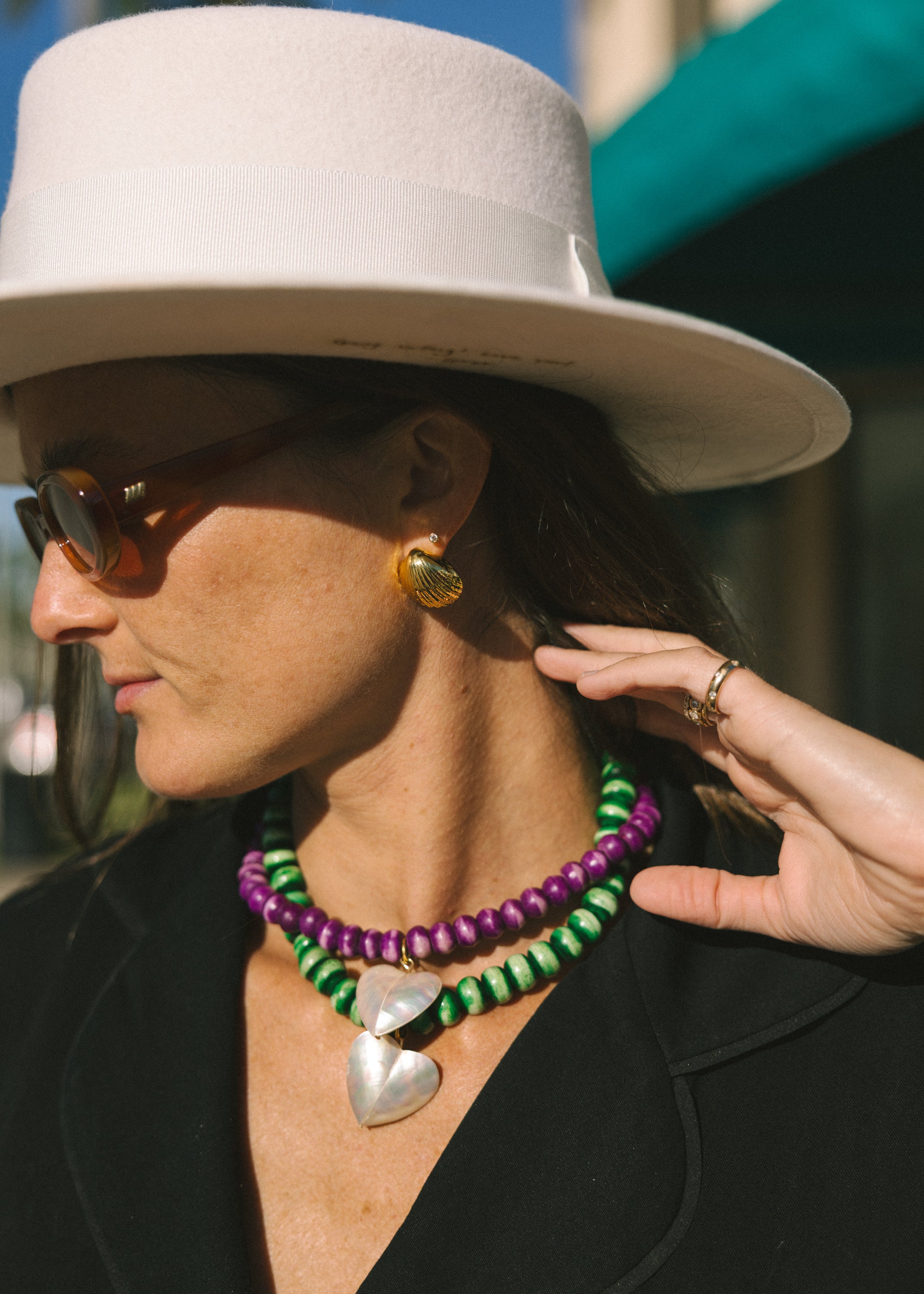 Purple Beaded Heart Necklace