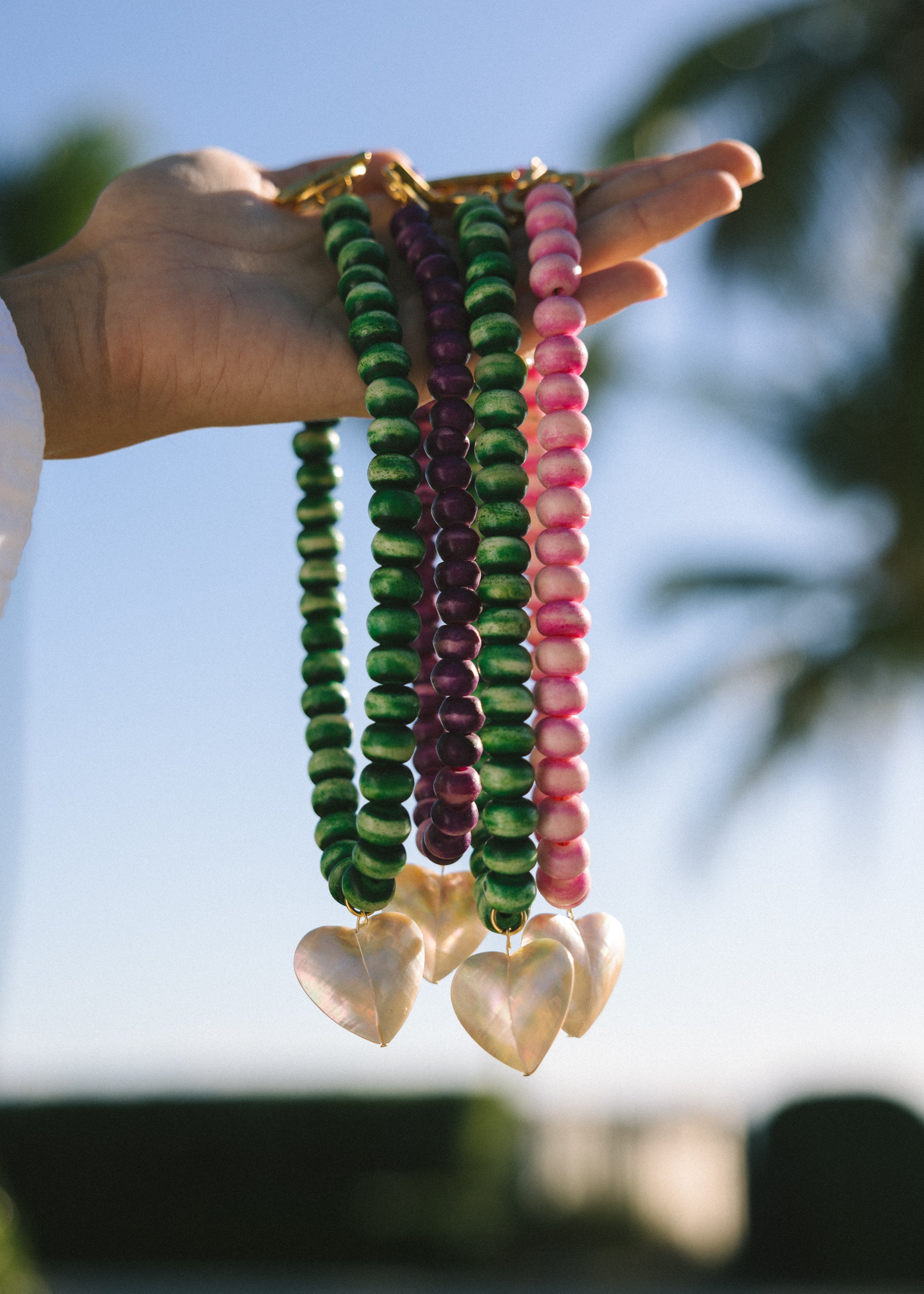 Pink Beaded Heart Necklace – LOGAN TAY