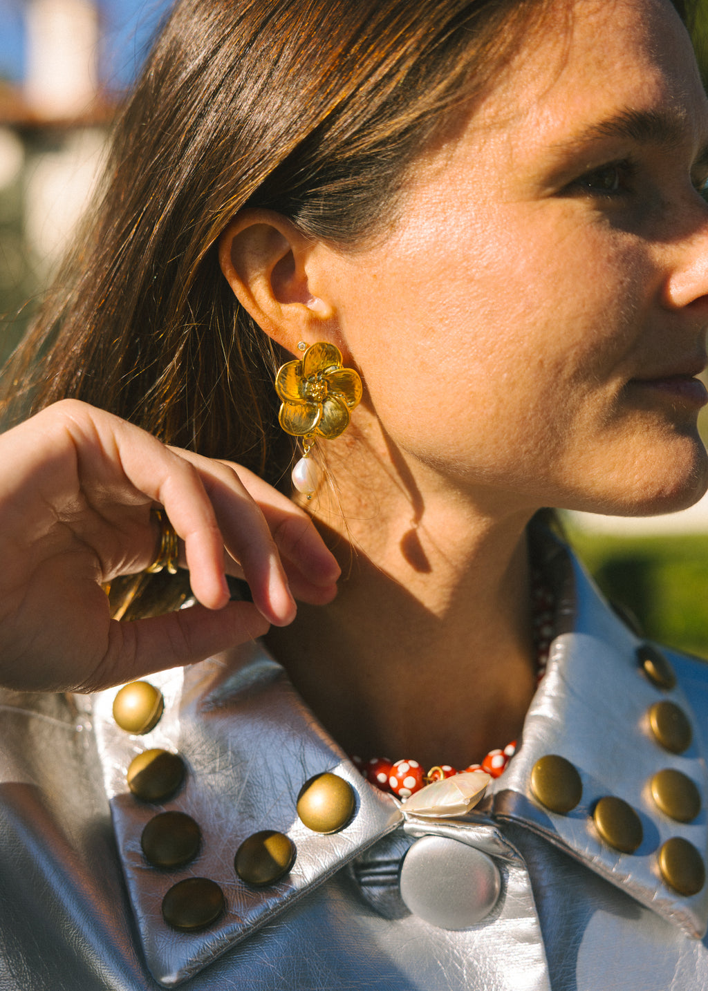 Pearl Drop Flower Earrings