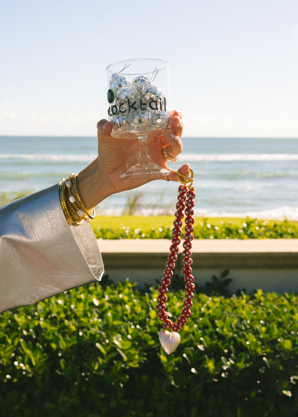 Red Polka Dot Beaded Heart Necklace
