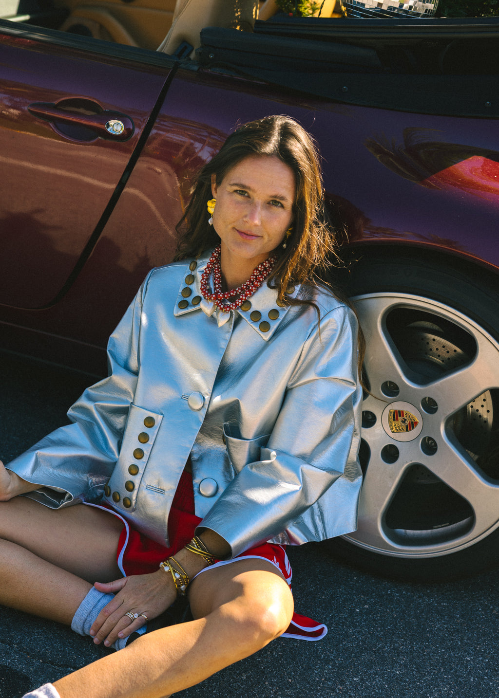 Red Polka Dot Beaded Heart Necklace