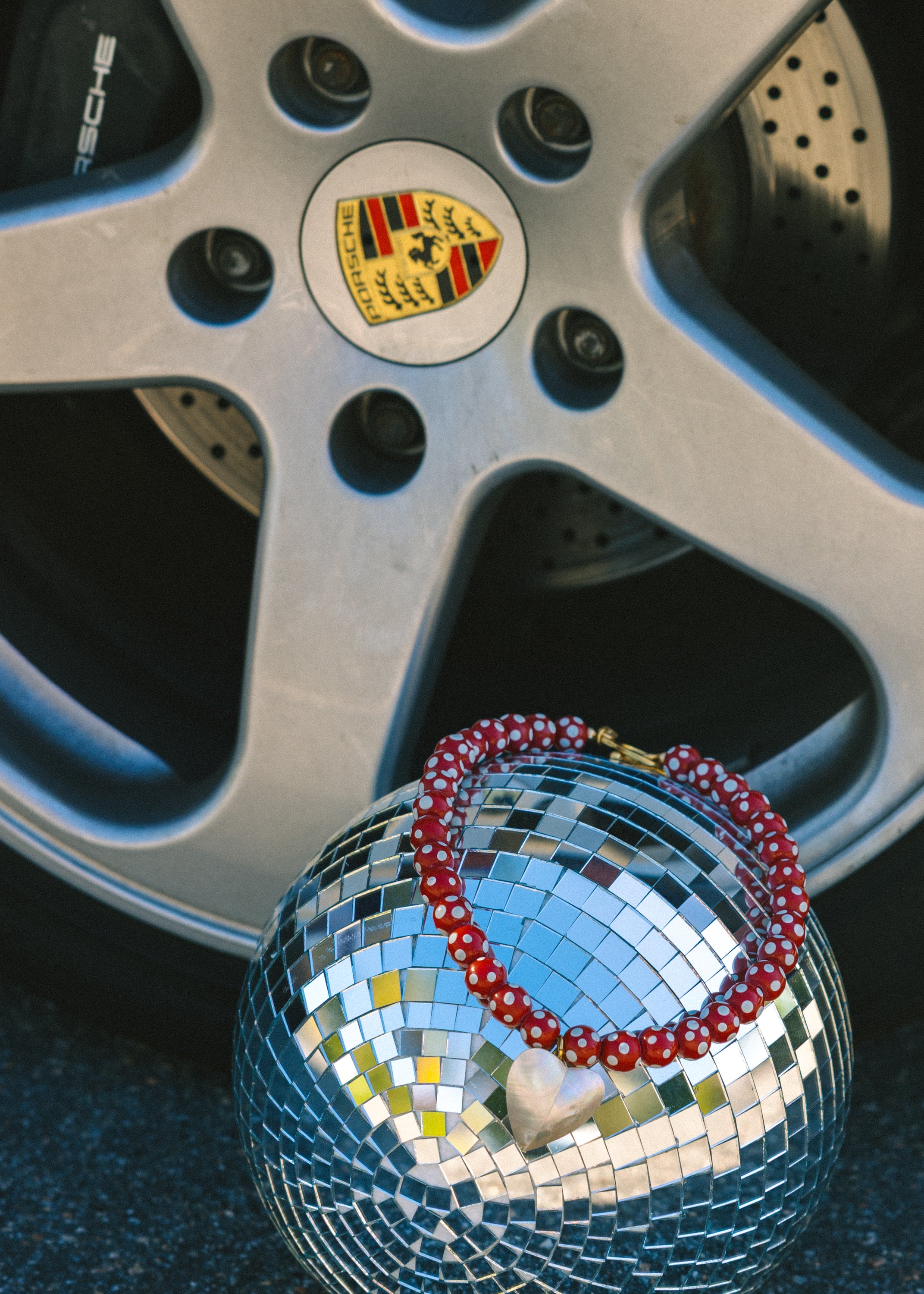 Red Polka Dot Beaded Heart Necklace