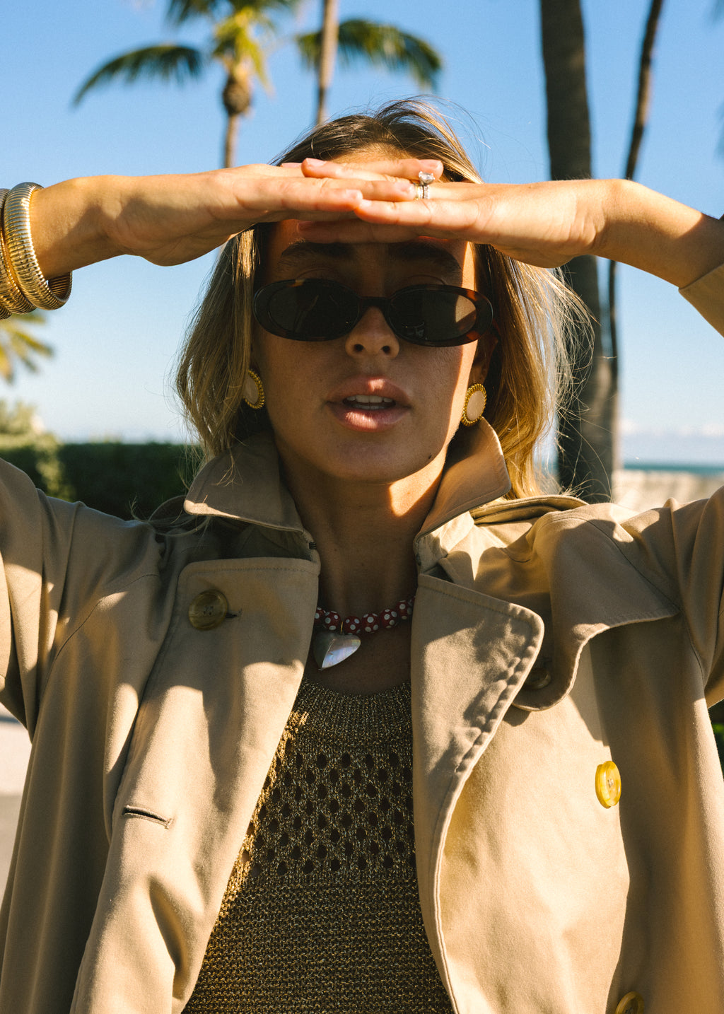 Gold and White Rope Stud Earrings