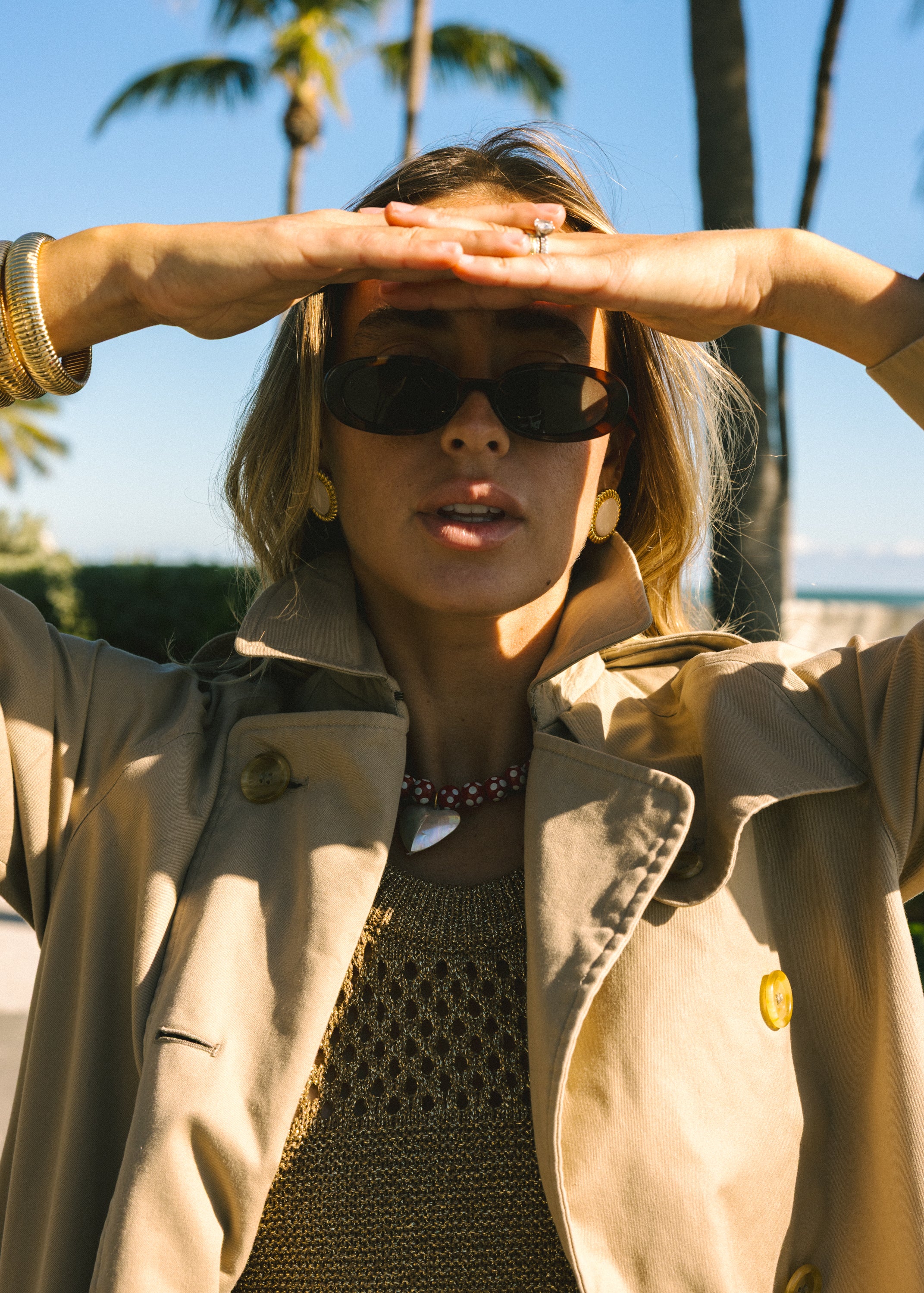 Gold and White Rope Stud Earrings