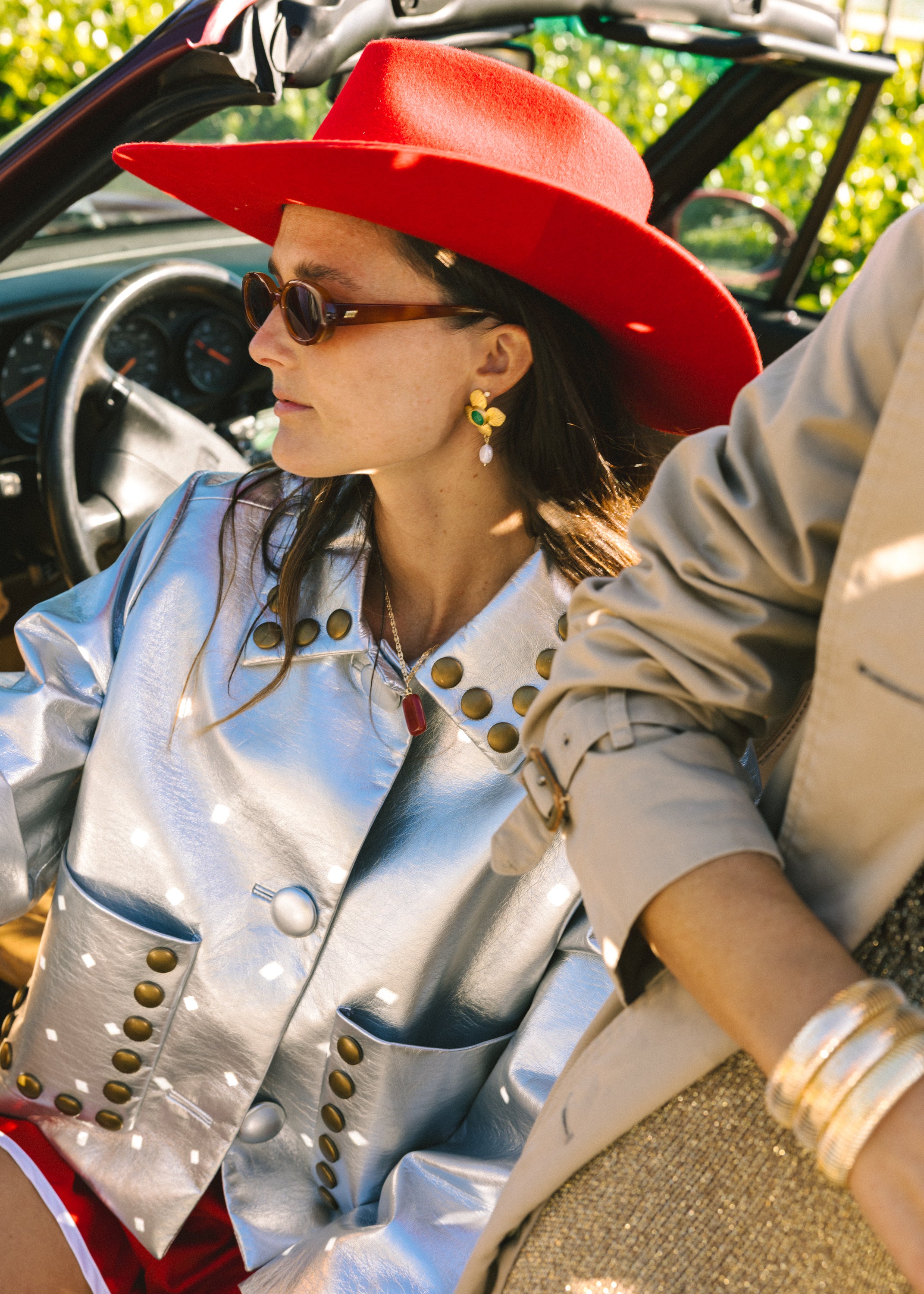 Antique Green Stone Earrings