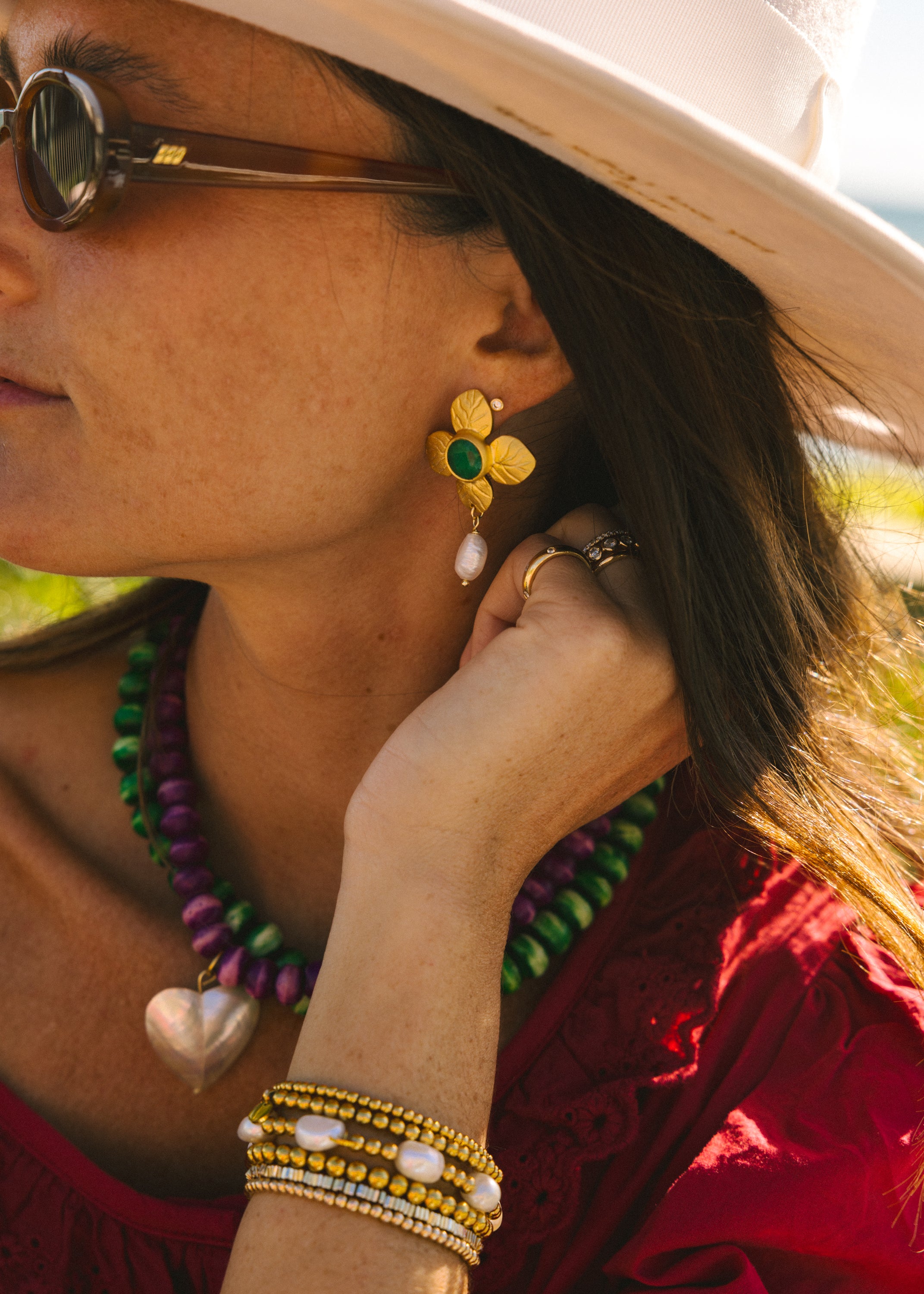 Antique Green Stone Earrings