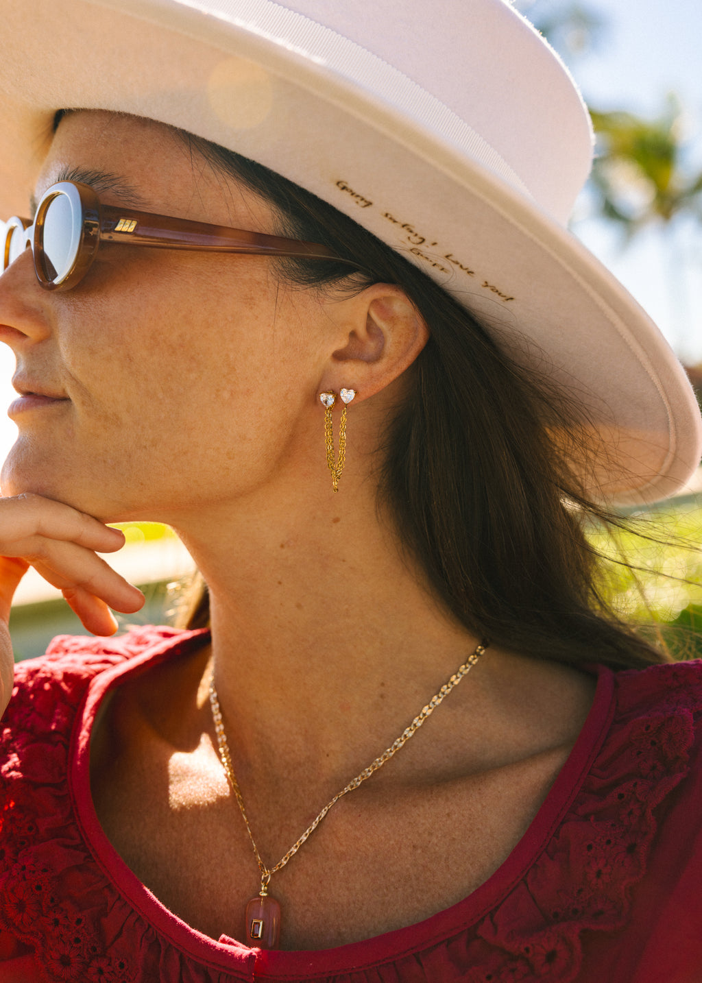Heart Chain Dangle Earrings