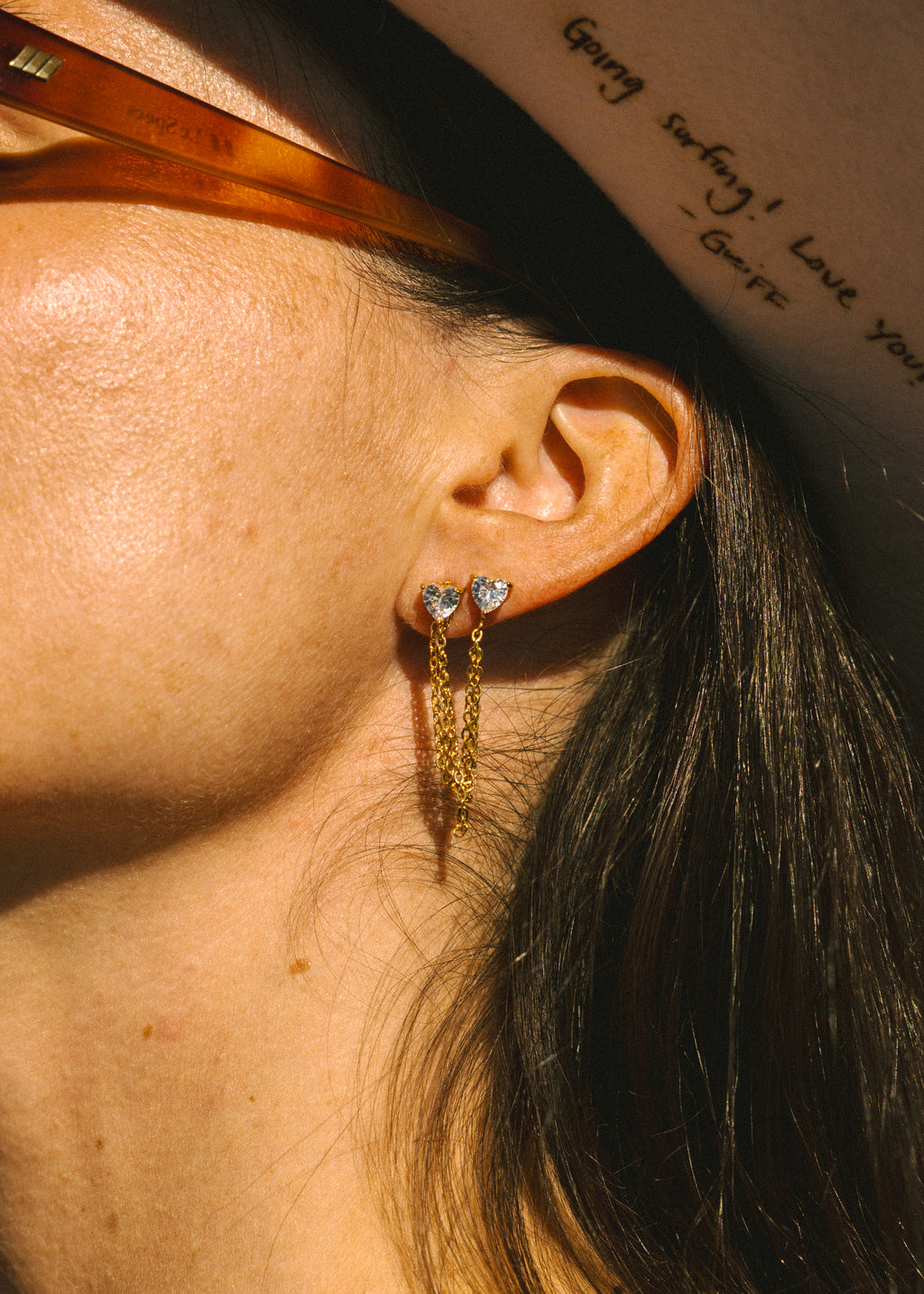 Heart Chain Dangle Earrings