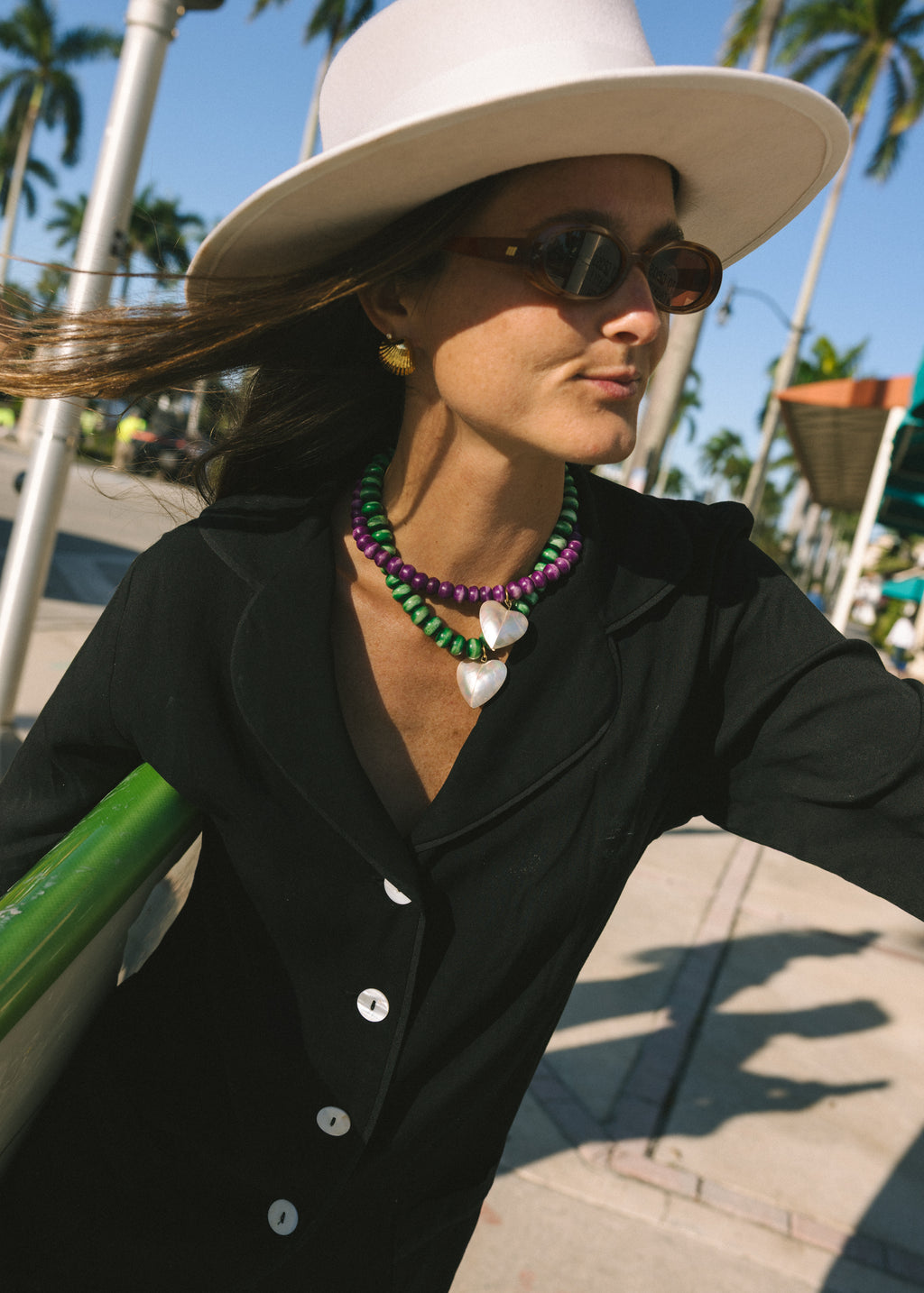 Green Beaded Heart Necklace