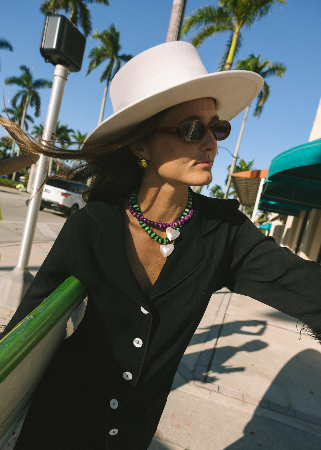 Purple Beaded Heart Necklace