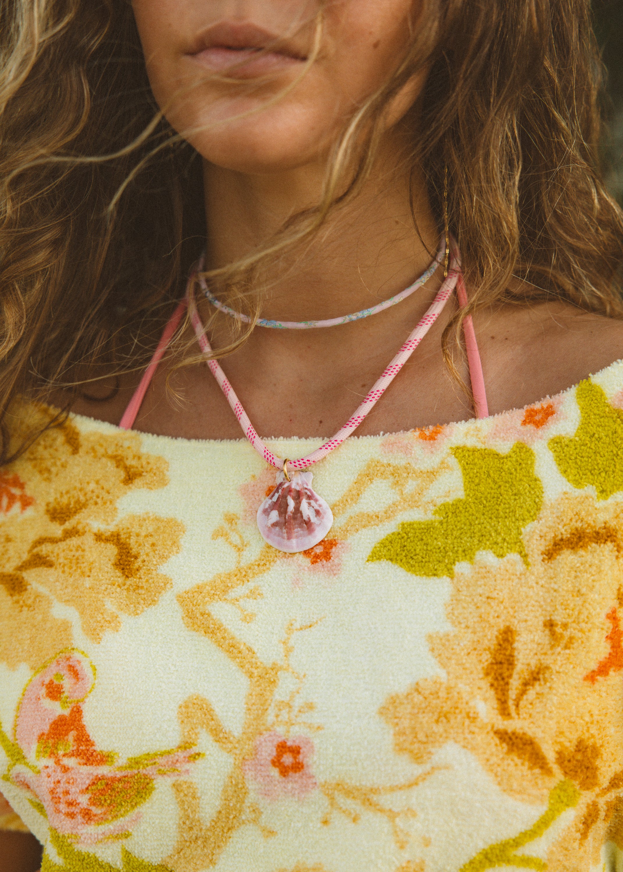 Pink Paracord Shell Necklace