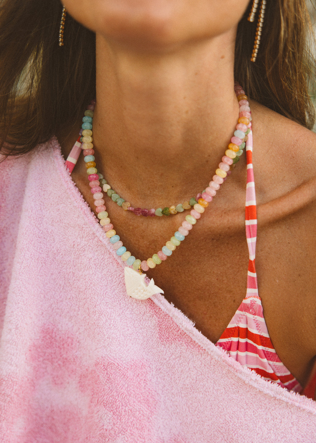 Pastel Heart Beaded Necklace