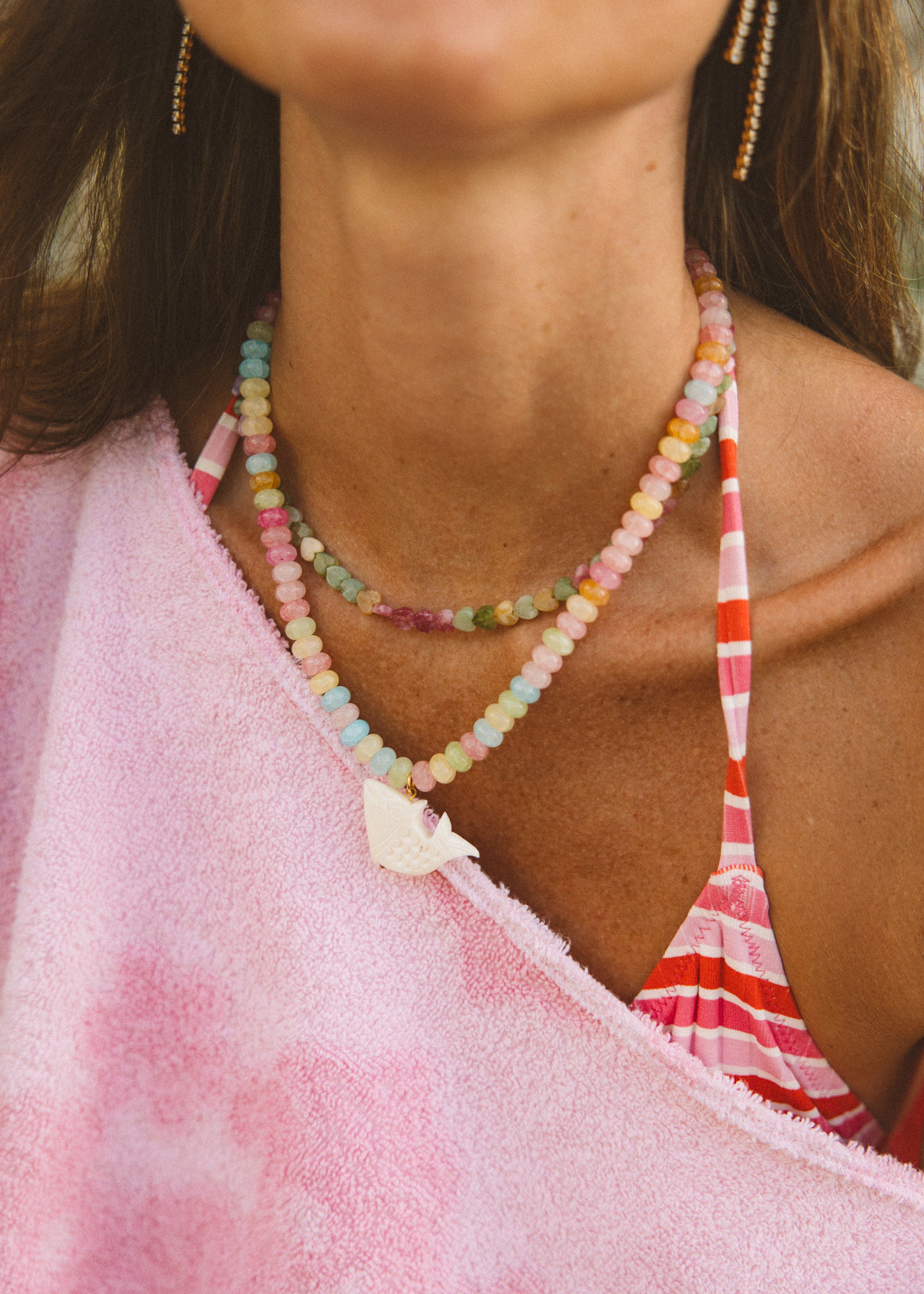 Pastel Heart Beaded Necklace