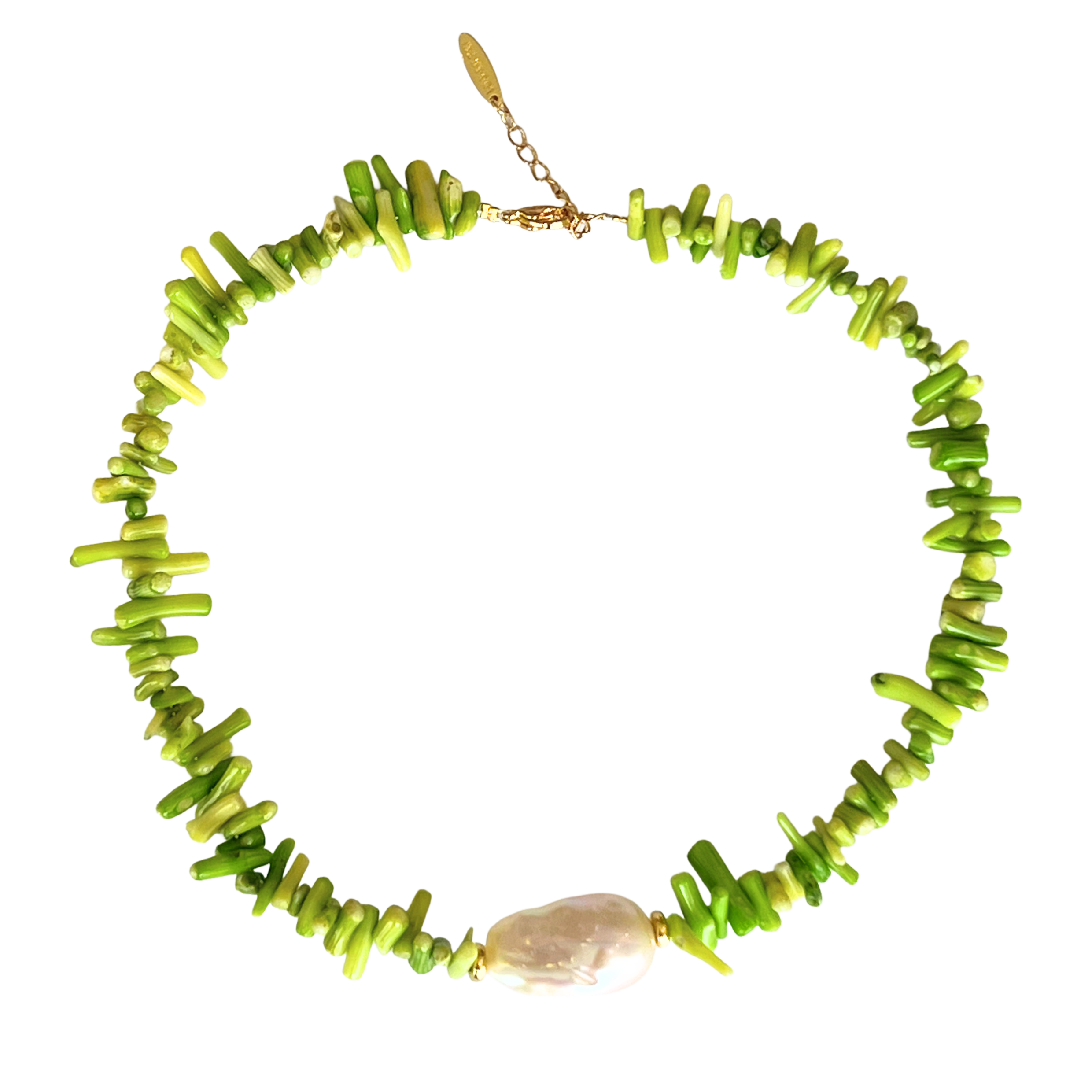 Green Layered Shell Pearl Necklace