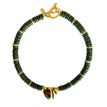  Green Beaded Heart Necklace