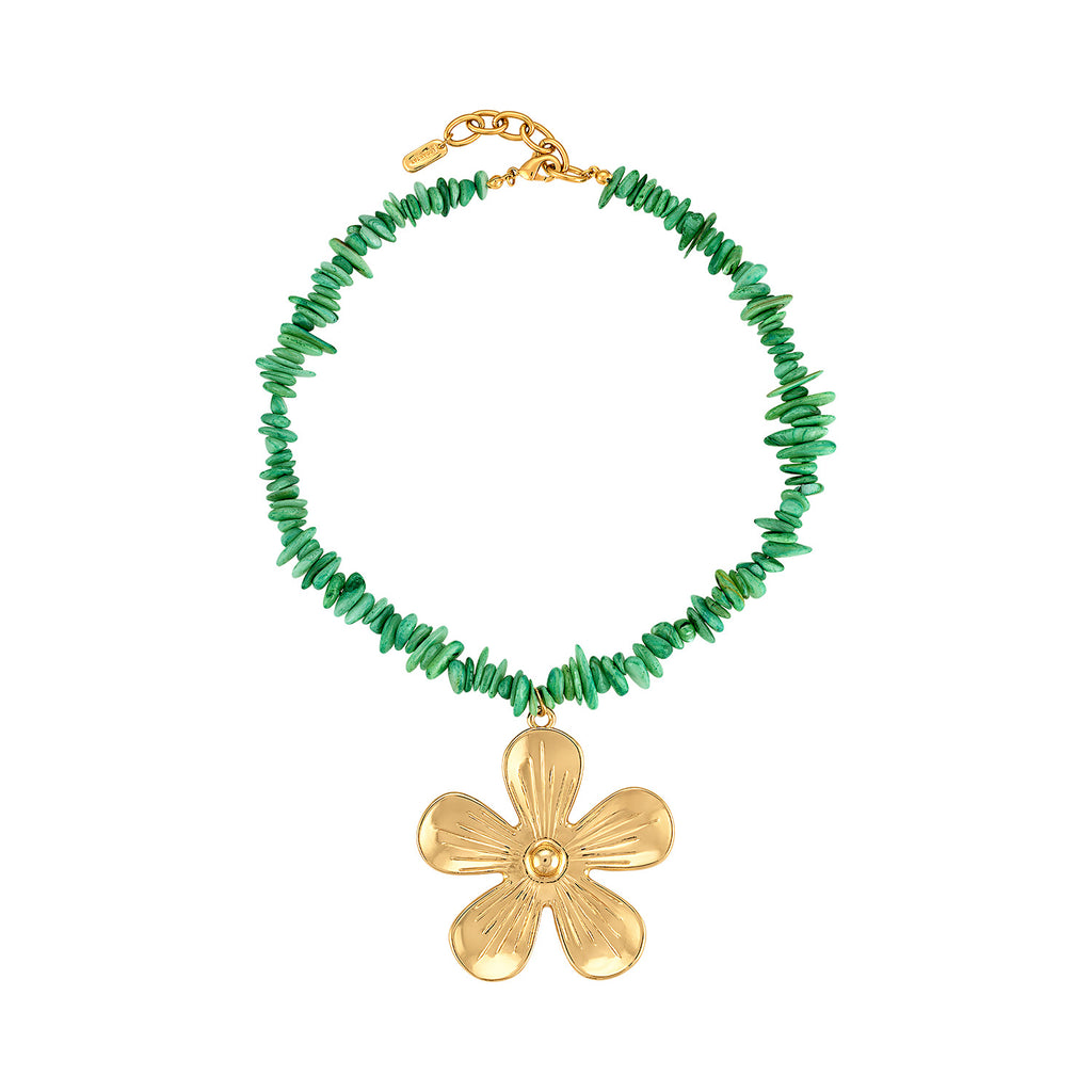 Green Flower Shell Necklace