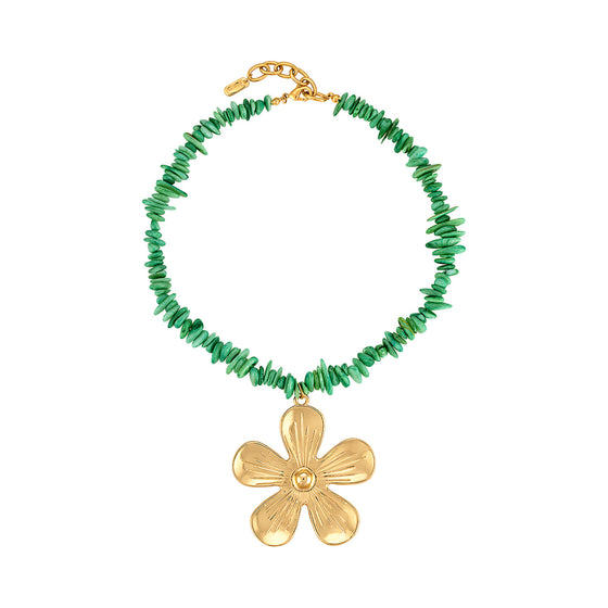GREEN FLOWER SHELL NECKLACE