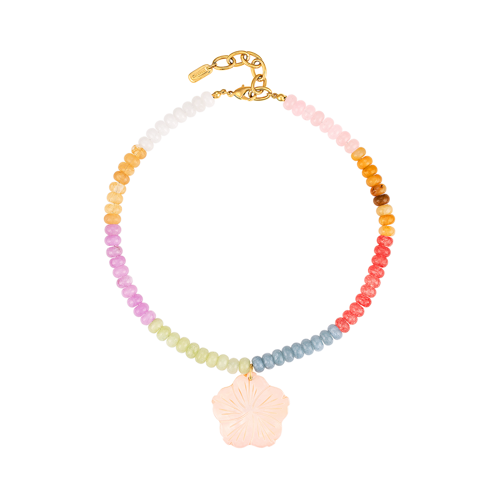 Pearl Rainbow Flower Necklace