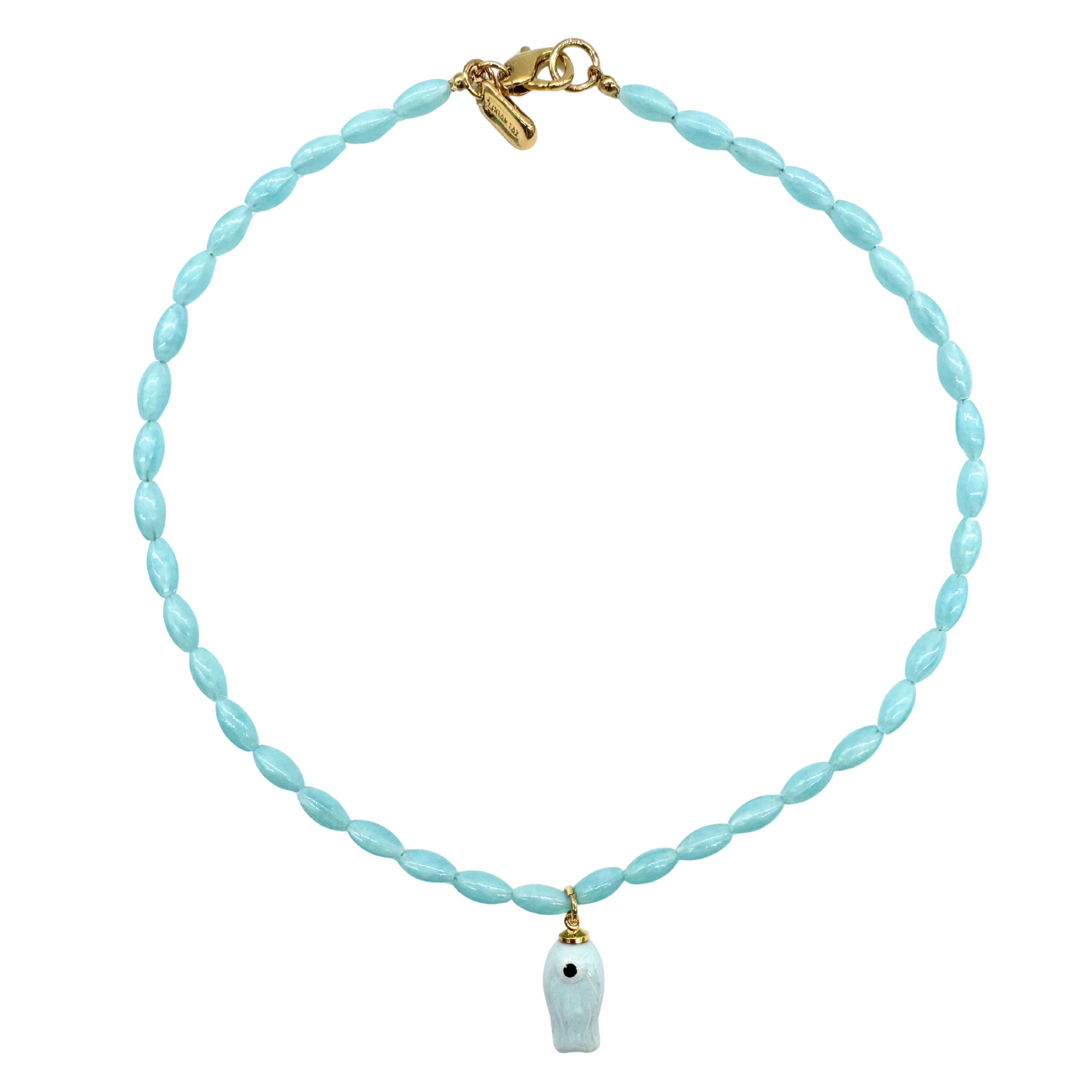 Light Blue Beaded Fish Necklace