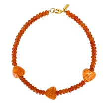  Orange Beaded Hearts Necklace