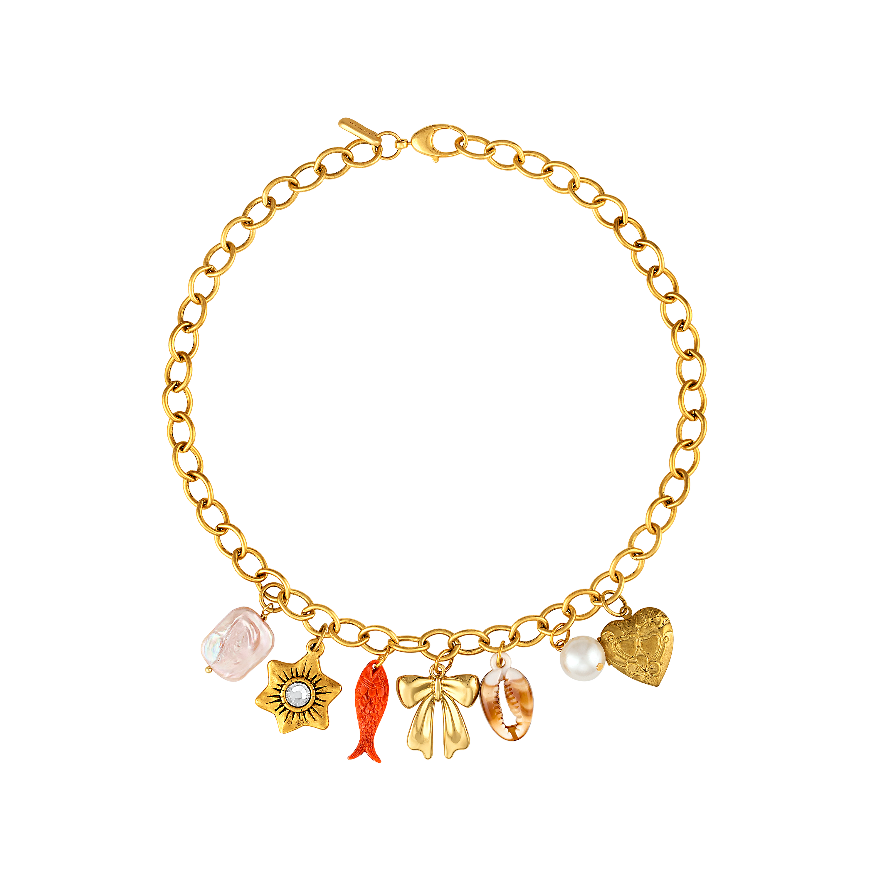 Pearl Bow Charm Necklace