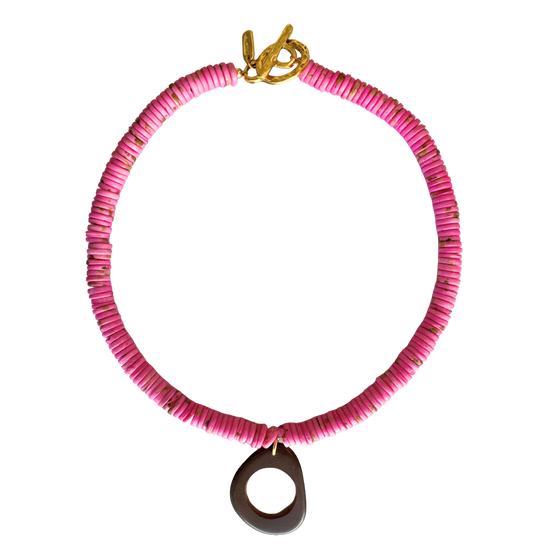 Pink Beaded Pendant Necklace