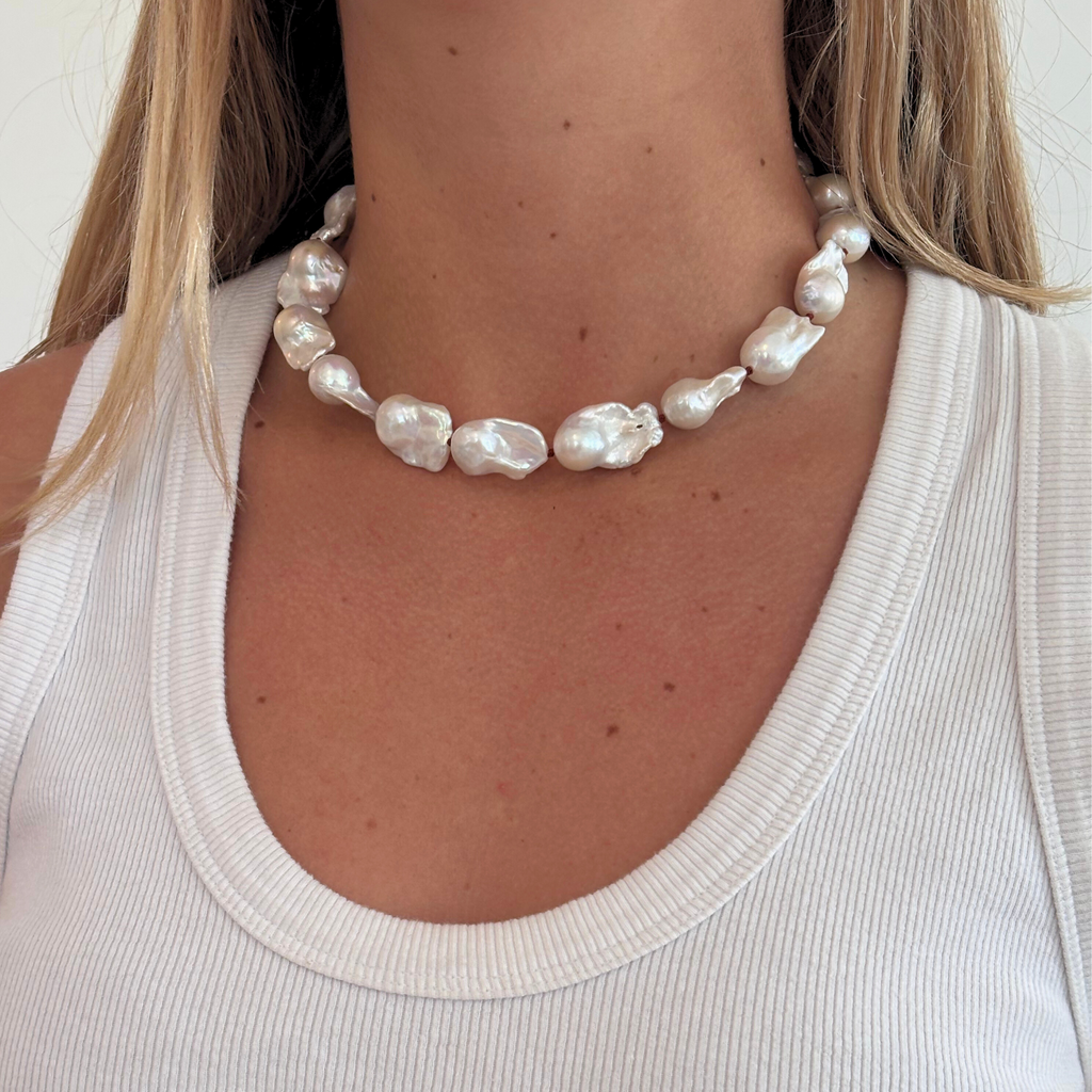 Red Chunky Baroque Pearl Necklace