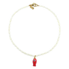 White Beaded Fish Necklace