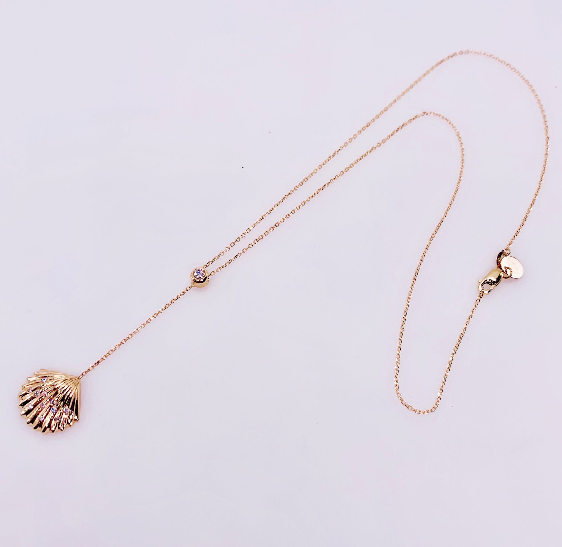 Diamond Lariat Shell Necklace
