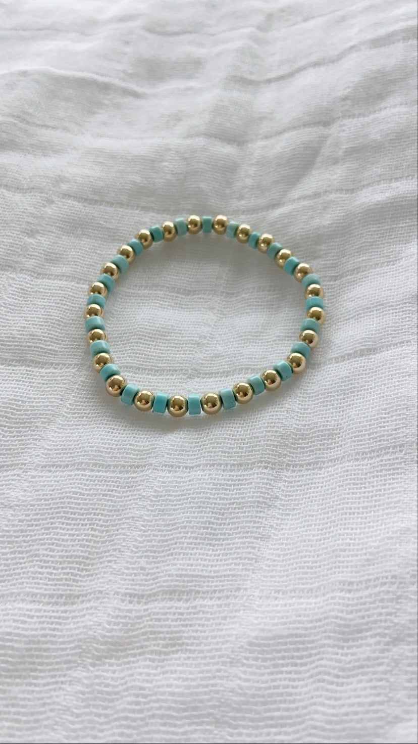 Turquoise Gold Ball Bracelet